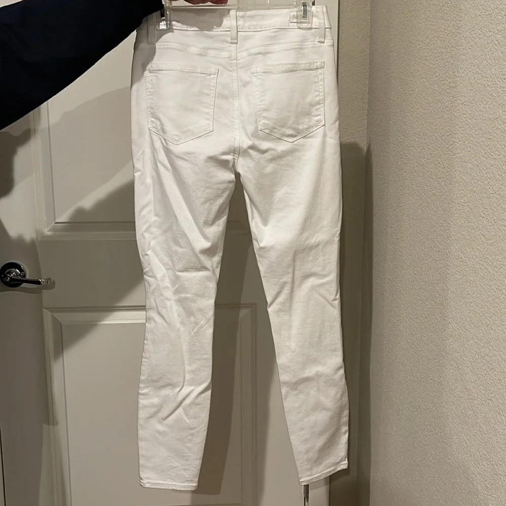 Paige White Distressed Skinny Crop Jeans - Picture 3 of 7